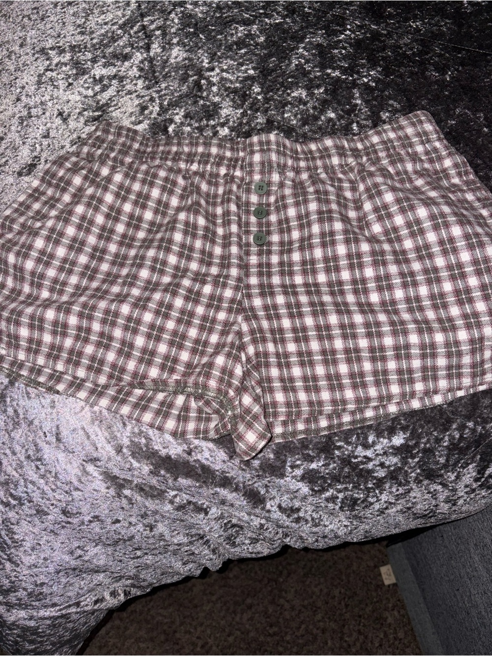 Plaid Cotton Sleep Shorts in Pink and Brown
